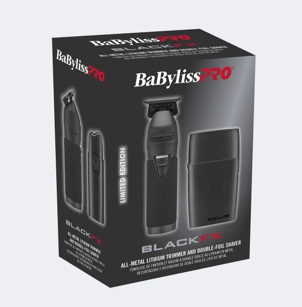 BaBylissPRO® BlackFX All-Metal Trimmer & Double-Foil Shaver Prepack