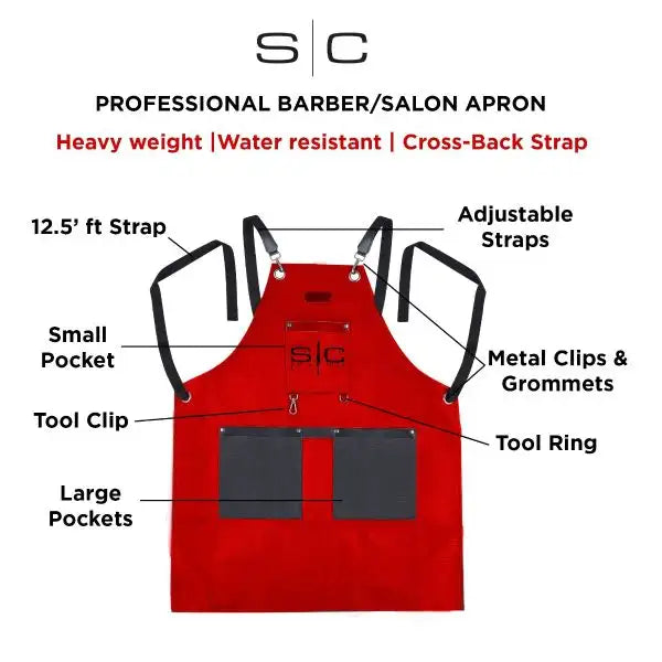 Stylecraft heavy weight waterproof barber or salon hair cutting apron red/black