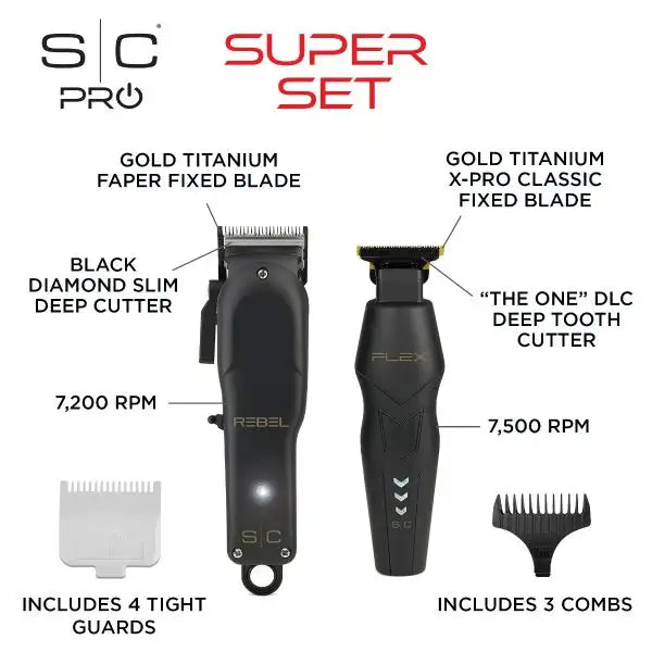 Stylecraft SUPER SET - Rebel Clipper & Flex Trimmer with Travel Case