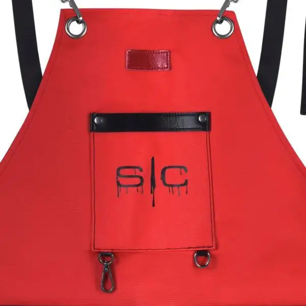 Stylecraft heavy weight waterproof barber or salon hair cutting apron red/black