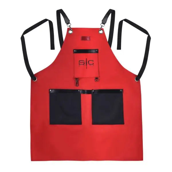 Stylecraft heavy weight waterproof barber or salon hair cutting apron red/black