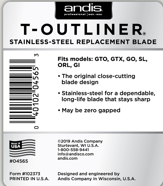 Andis 04565 T-Outliner Replacement Blade - Stainless Steel