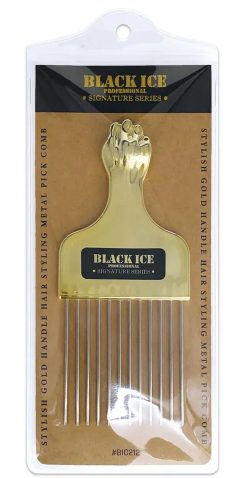 Black Ice Metal Pick Comb/Gold Handle