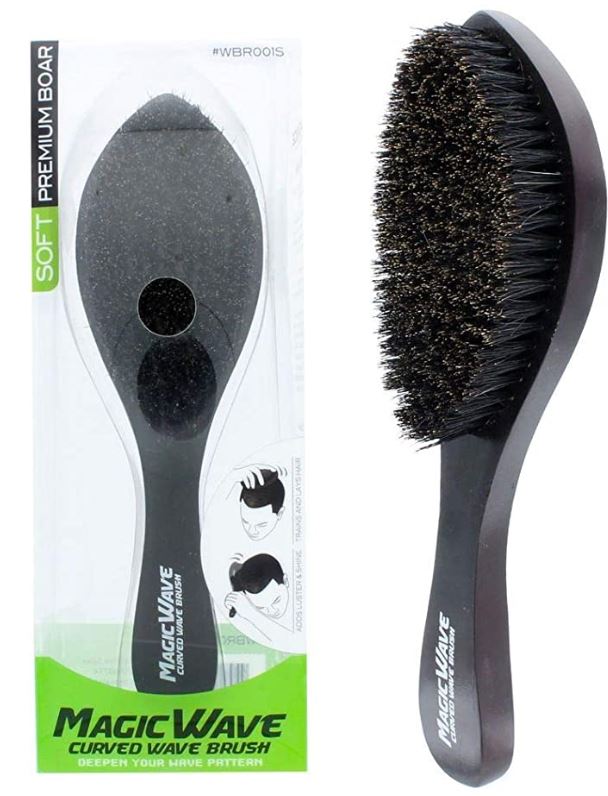 Black Ice Magic Wave Curved Wave Brush Soft Premium Boar