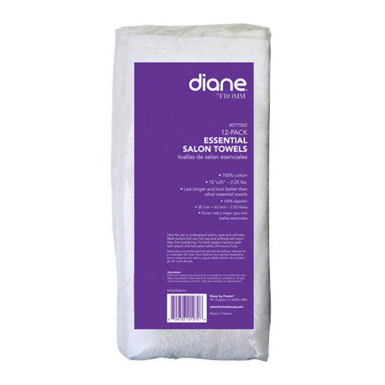 Diane Essential Salon White Towels 12 Pack