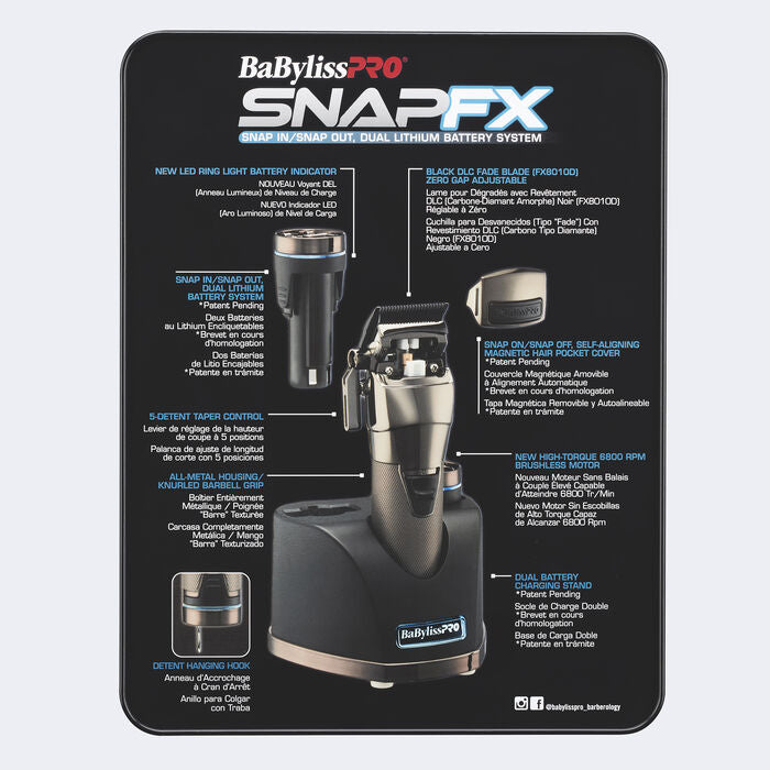 BaBylissPRO FX890 SNAPFX Clipper With Snap In/Out Dual Lithium Battery System