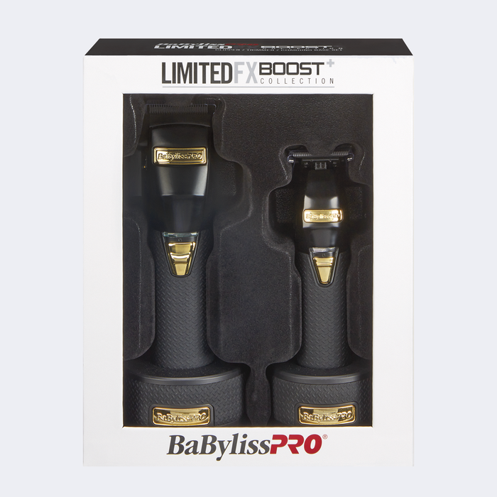 BaBylissPRO LimitedFX Boost+ Collection with Clipper, Trimmer & Charging Base Set-Black