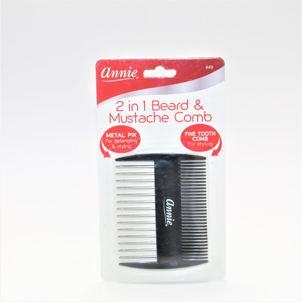 Annie 49 2 in 1 Beard & Mustache Comb Black