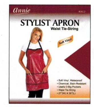 Annie Stylist Apron 27" x 30" Burgundy Waist-Tie String