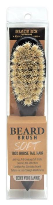 BlackIce 100% Horse Tail Hair Beard Handle Brush - SOFT