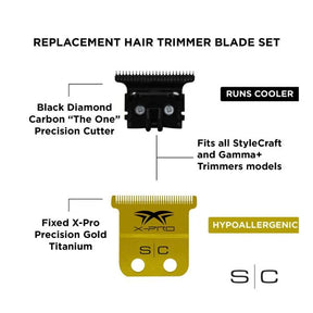 Stylecraft  Fixed X-Pro Gold Titanium Trimmer Blade With Black Diamond Carbon DLC Blades