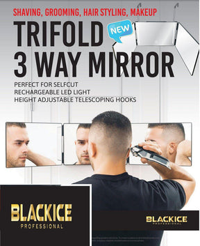 BlackIce Trifold 3 Way Mirror with LED Light