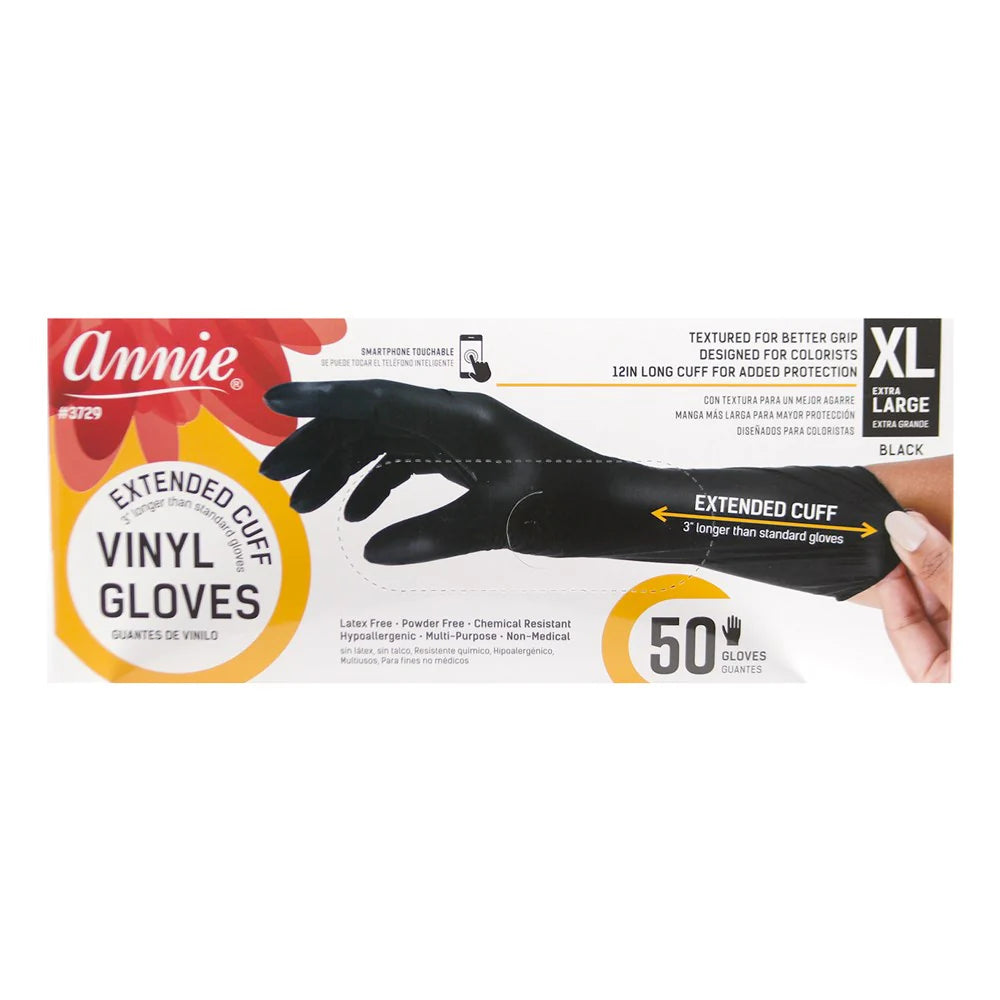 ANNIE Vinyl Gloves Extended 12" Cuff Powder Free [50ct/Box] -XL