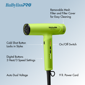 BaBylissPRO® Nano Titanium™ Neon Yellow Light Ionic High-Speed Dryer