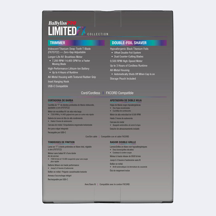 BaBylissPRO® LimitedFX Iridescent Trimmer and Double-Foil Shaver Gift Set
