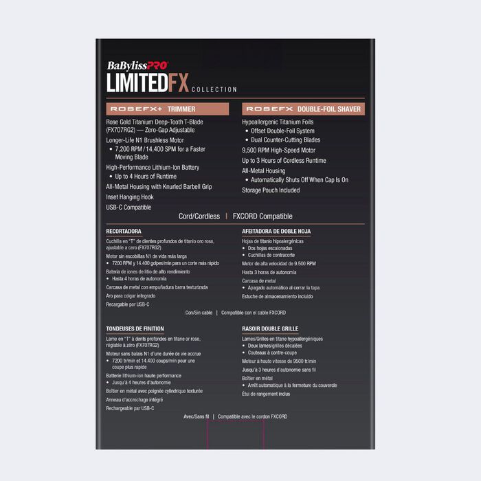 BaBylissPRO® LimitedFX Rose Gold Trimmer and Double Foil Shaver Gift Set