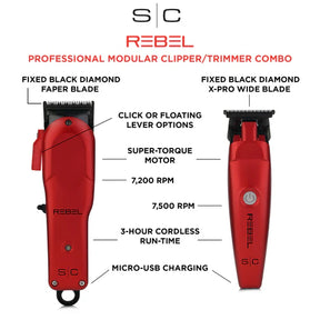 Stylecraft SC203R Rebel Clipper & Trimmer Combo - Red