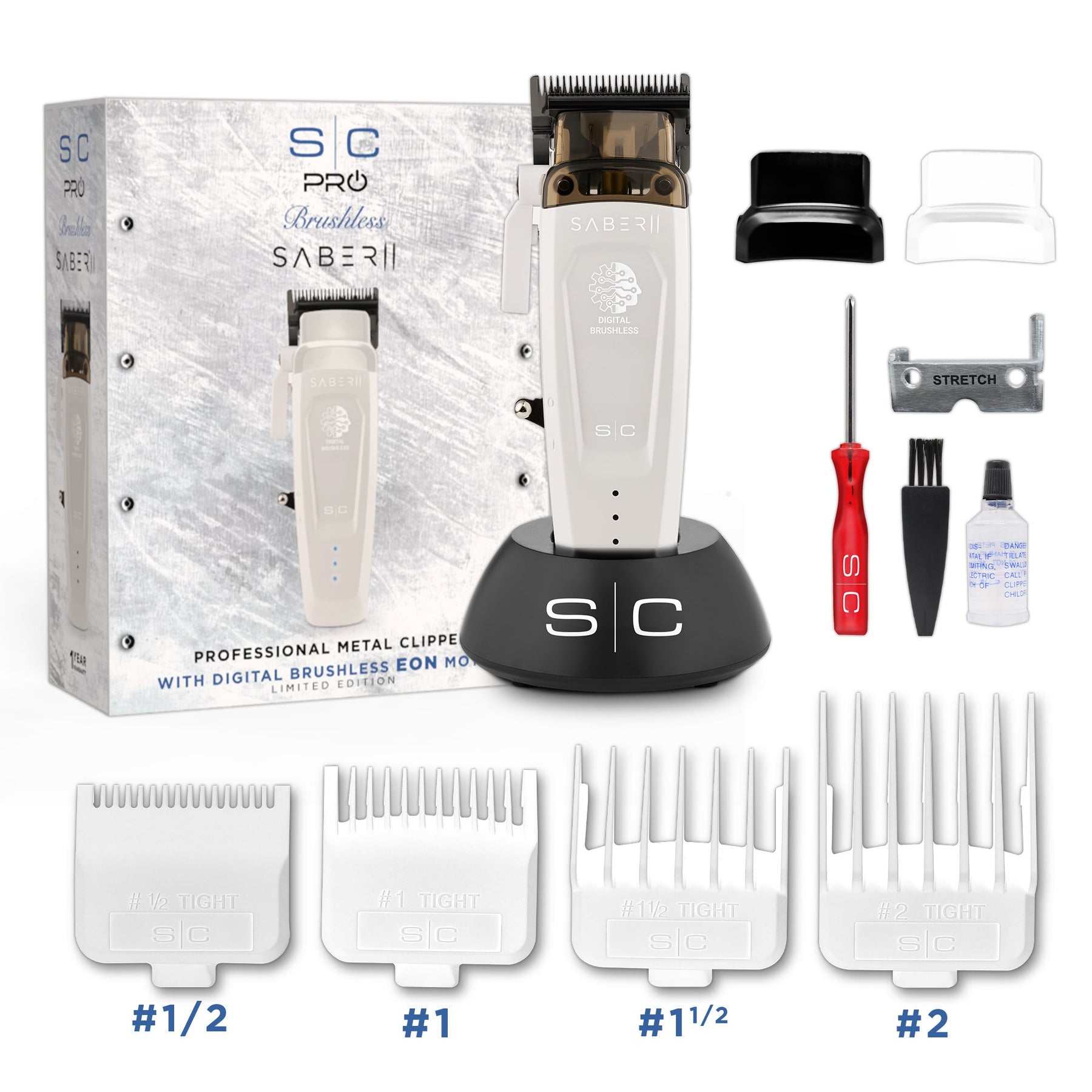 Stylecraft Saber 2 Hair Clipper with EON Digital Brushless Motor -White-
