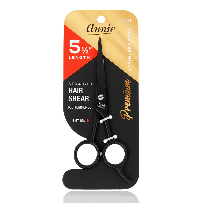 Annie Stainless Steel Straight Hair Shears 5.5 Inch Black