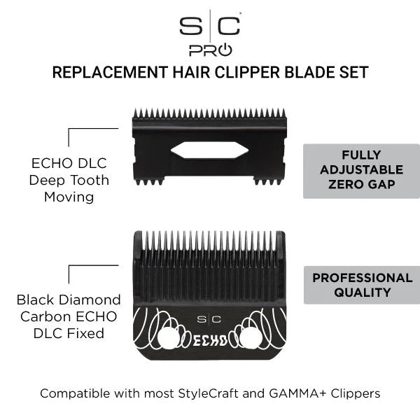 Stylecraft Echo black dlc clipper blade and slim deep tooth cutter