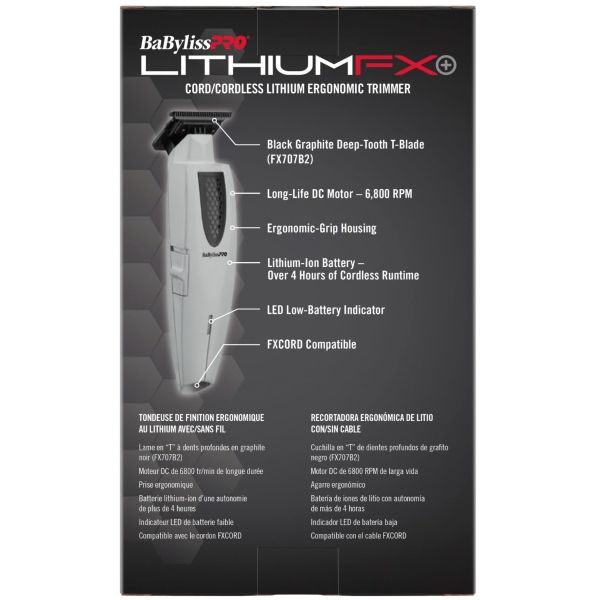 BaBylissPRO® LithiumFX+ Limited Edition Grey Cord/Cordless Lithium Ergonomic Trimmer