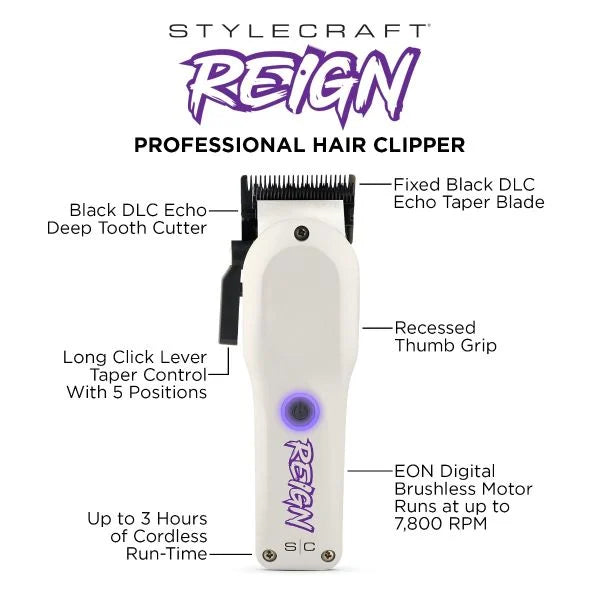 Stylecraft Reign hair clipper with eon digital brushless motor