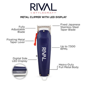 Stylecraft Rival metal hair clipper with digital display