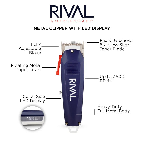 Stylecraft Rival metal hair clipper with digital display