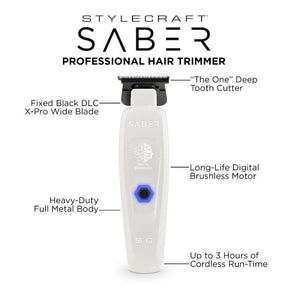 Stylecraft Saber Hair Trimmer with Digital Brushless Motor -White-