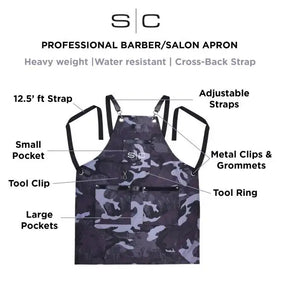 Stylecraft heavy weight waterproof barber or salon hair cutting apron black camo