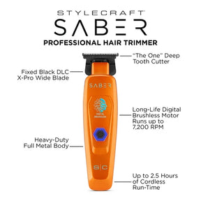 Stylecraft Saber Hair Trimmer with Digital Brushless Motor -Orange-