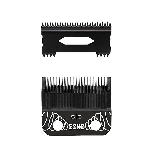Stylecraft Replacement Echo Faper Fixed Black Diamond Carbon DLC Hair Clipper Blade with Shallow Tooth 2.0 Moving Cutter Set