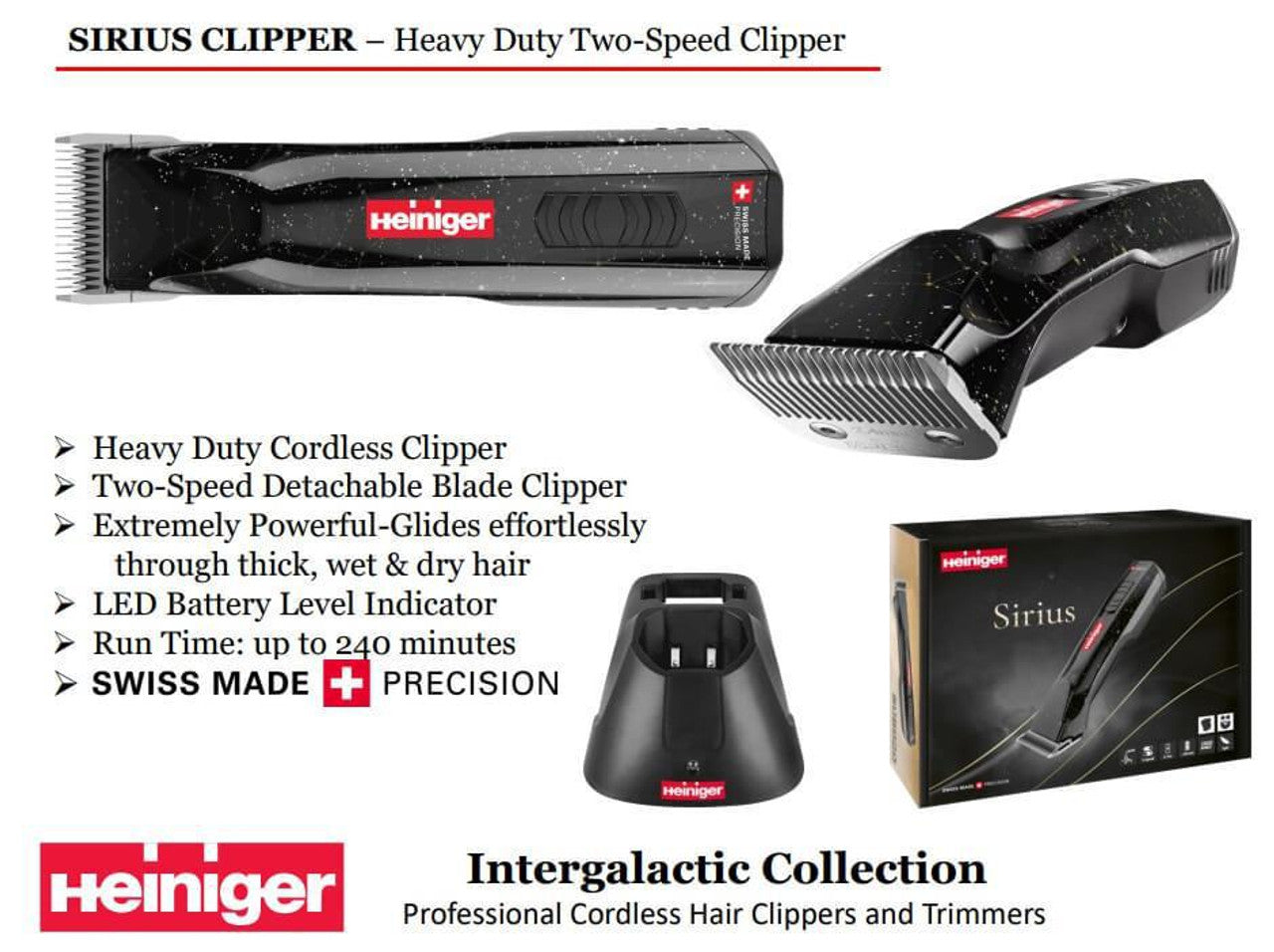 Heiniger Sirius 2-Speed Cordless Detachable Blade Clipper