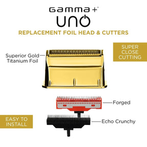 Gamma + Gold titanium single foil & echo and forged cutters for the uno shaver