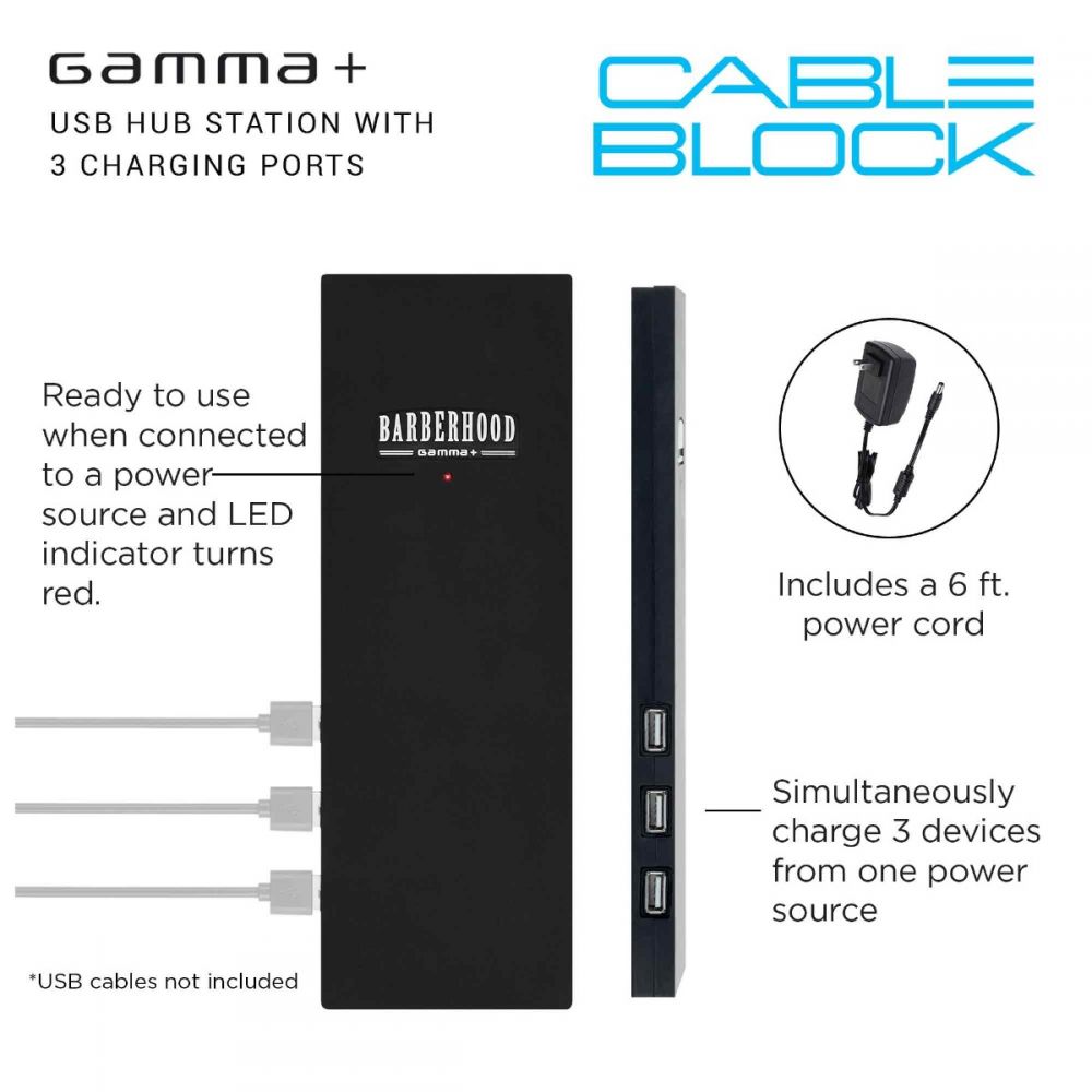 Gamma + USB port hub station charging block