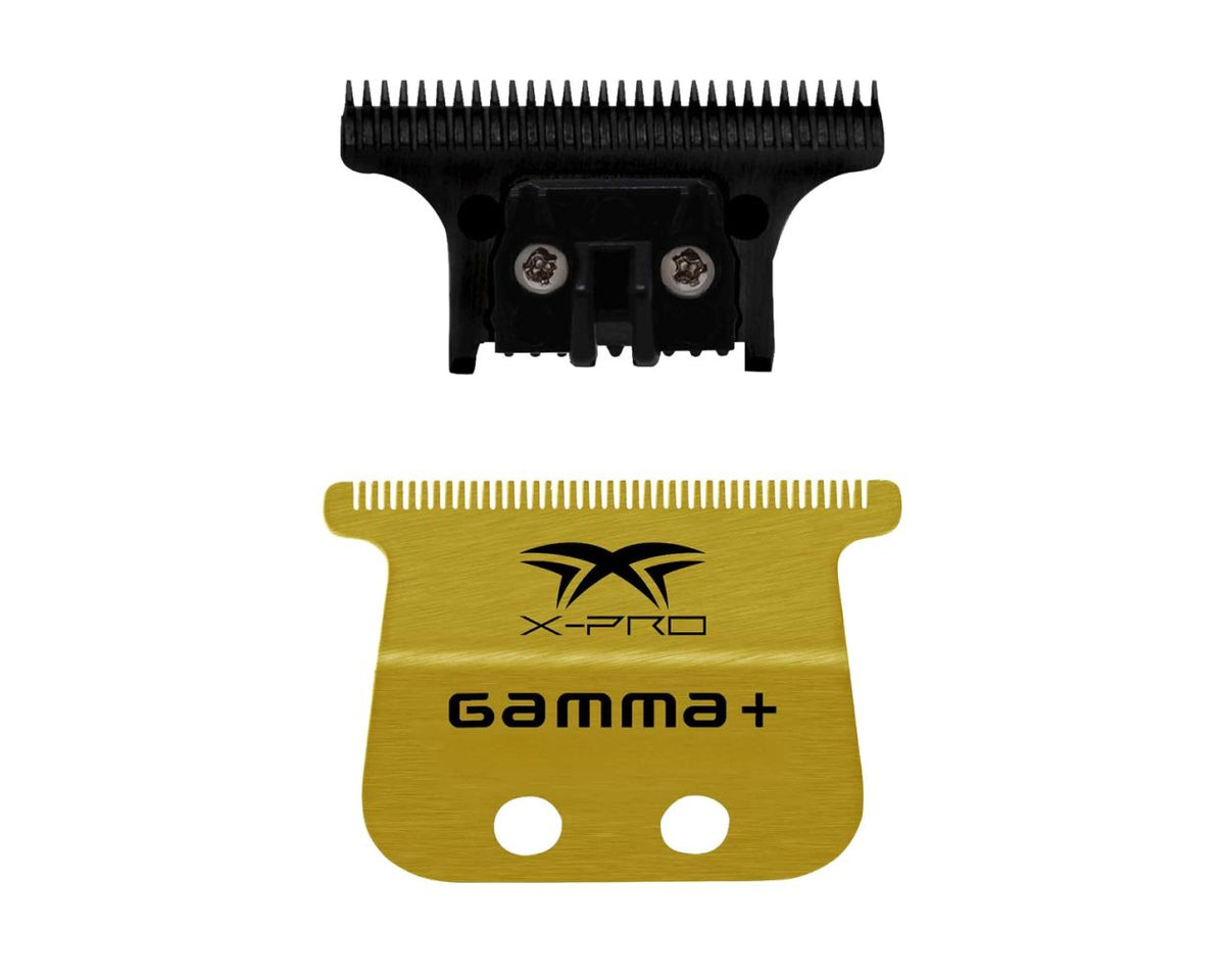 Gamma + X-Pro Wide Gold Titanium Fixed Blade & DLC The One Cutting Trimmer Blade Set