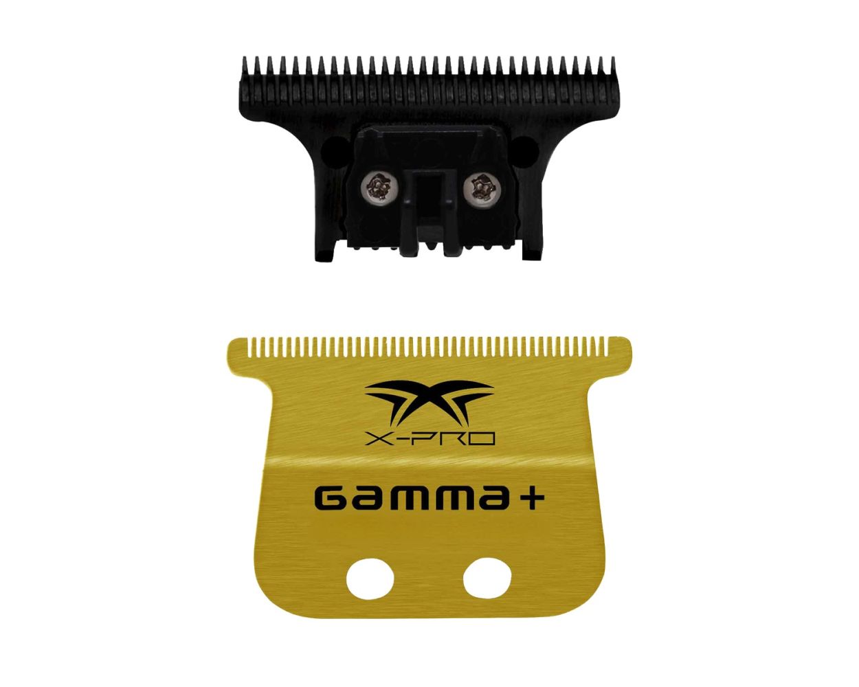 Gamma + X-Pro Wide Gold Titanium Fixed Blade & DLC The One Cutting Trimmer Blade Set