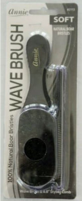 Annie 2113 Soft Mini Wave Brush with Comb 4.8" Black