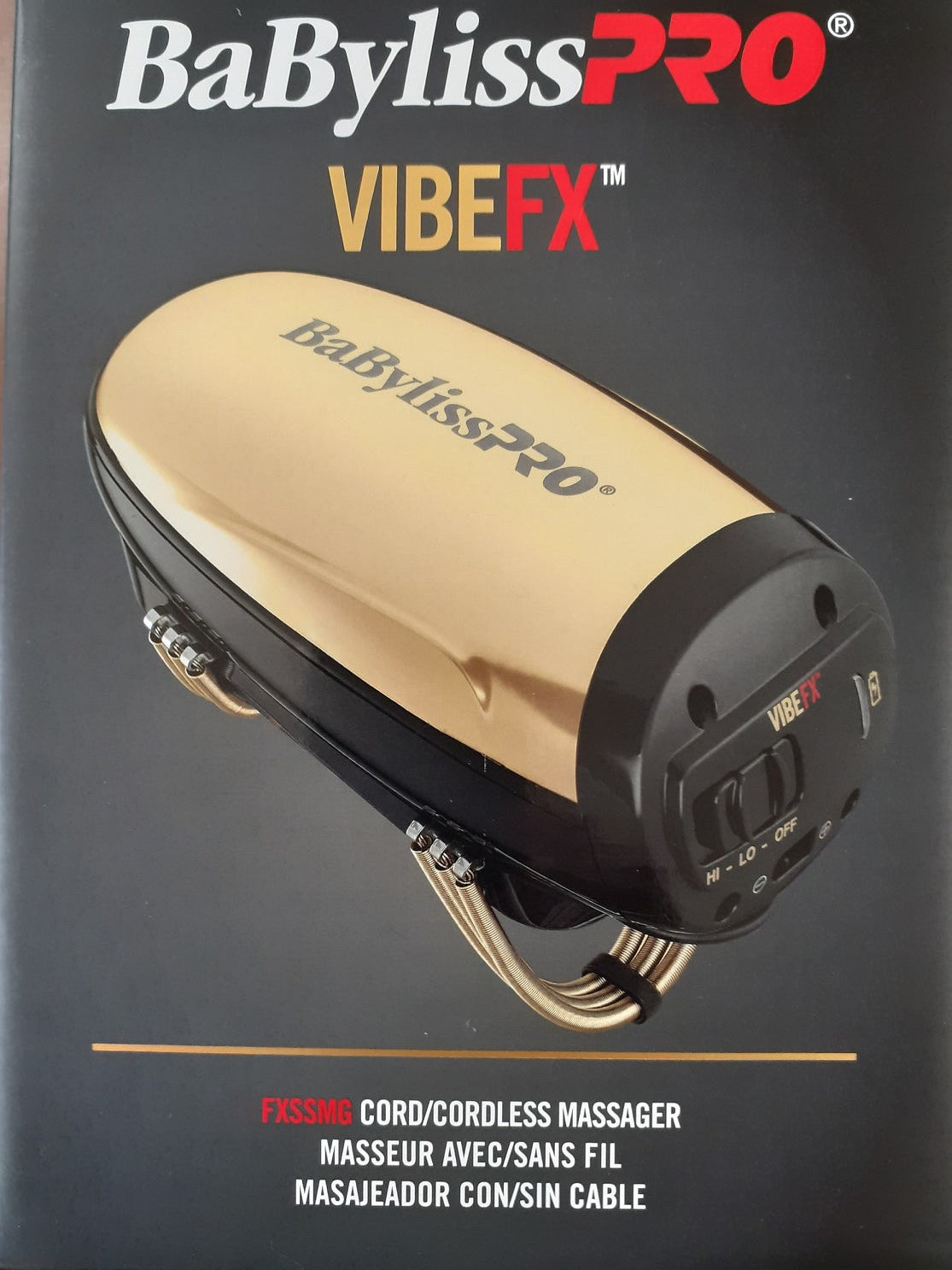 BaBylissPro VIBEFX Cord/Cordless Massager -Gold