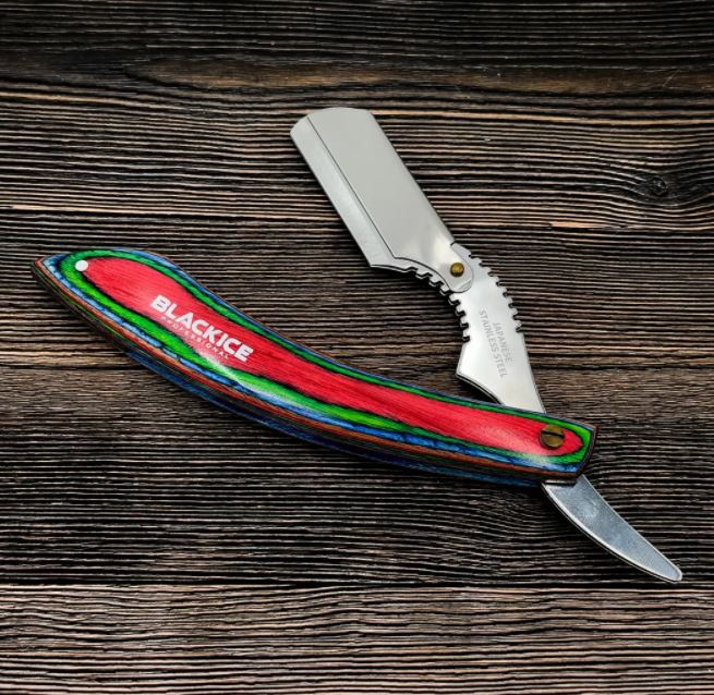 BlackIce Multi Color Wood Handle Straight Razor
