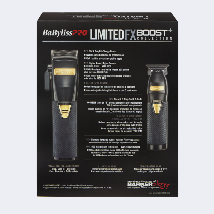 BaBylissPRO LimitedFX Boost+ Collection with Clipper, Trimmer & Charging Base Set-Black