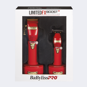 BaBylissPRO LimitedFX Boost+ Collection with Clipper, Trimmer & Charging Base Set - Red