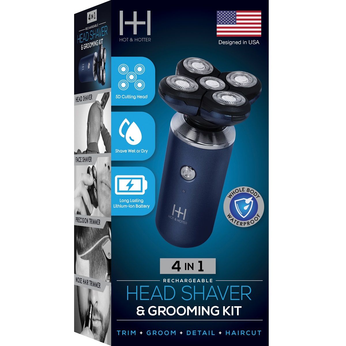 Hot & Hotter 4 In 1 Head Shaver & Grooming Kit