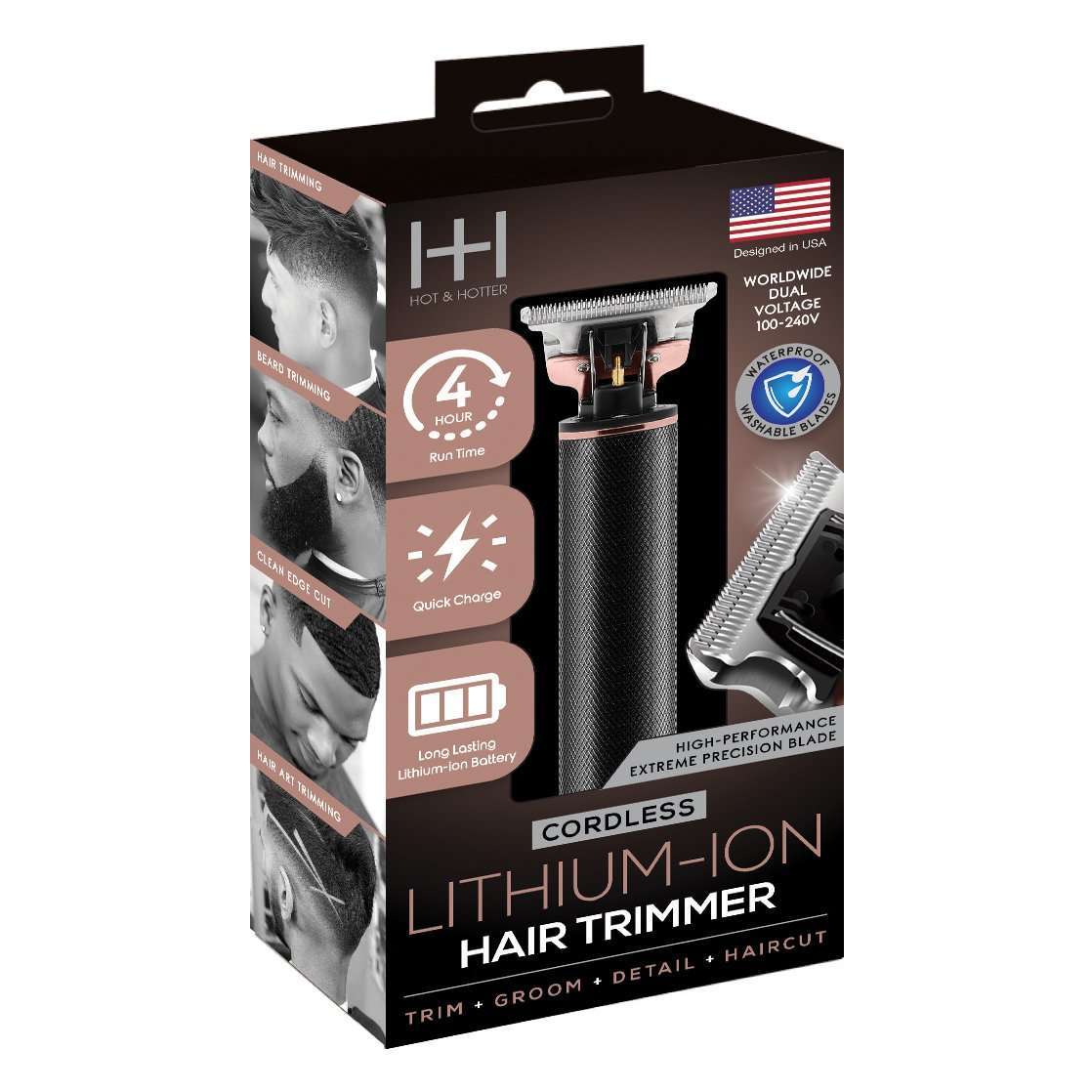Hot & Hotter Cordless Lithium-Ion Hair Trimmer Black & Rose