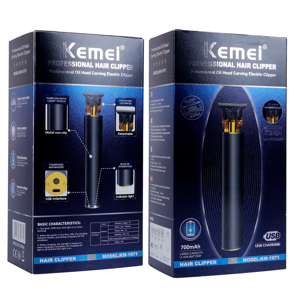 Kemei 1971 Skeleton Ceramic Blade Cordless Trimmers (USB Charging)-3-4 days to deliver