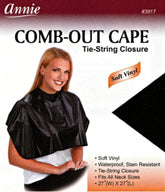 Annie Comb-Out Cape 27" x 27" Black Tie-String Closure