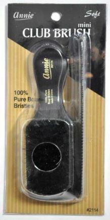 Annie 2114 Soft Mini Club Brush with Comb 4.8" Black