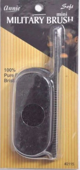 Annie 2115 Soft Mini Military Brush with Comb 4.8" Black