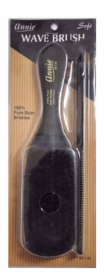 Annie 2119 Soft Wood Wave Brush with Comb 8.5" Black