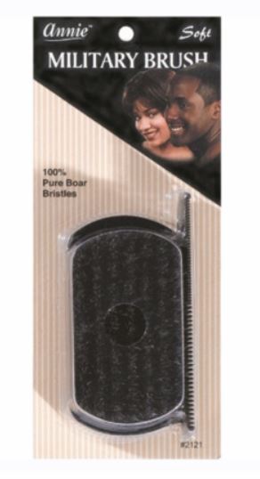 Annie 2121 Soft Wood Military Brush with Comb 4.8" Black